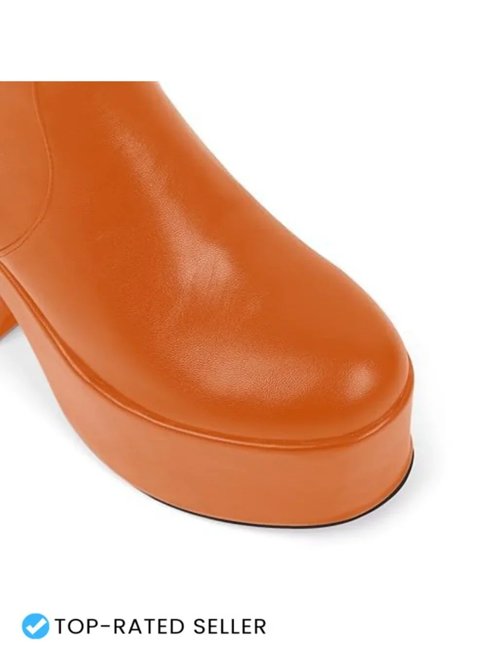 Platform Ankle Boots Chunky Block Heel Round Toe Side Zipper Dress Booties 4in